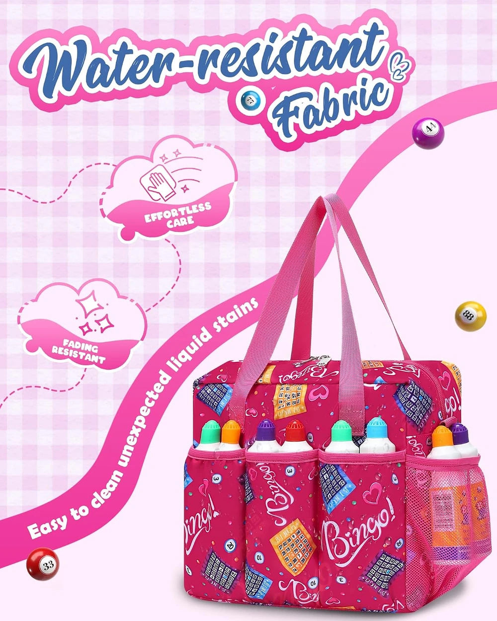 Magenta Bingo Bag with Pockets