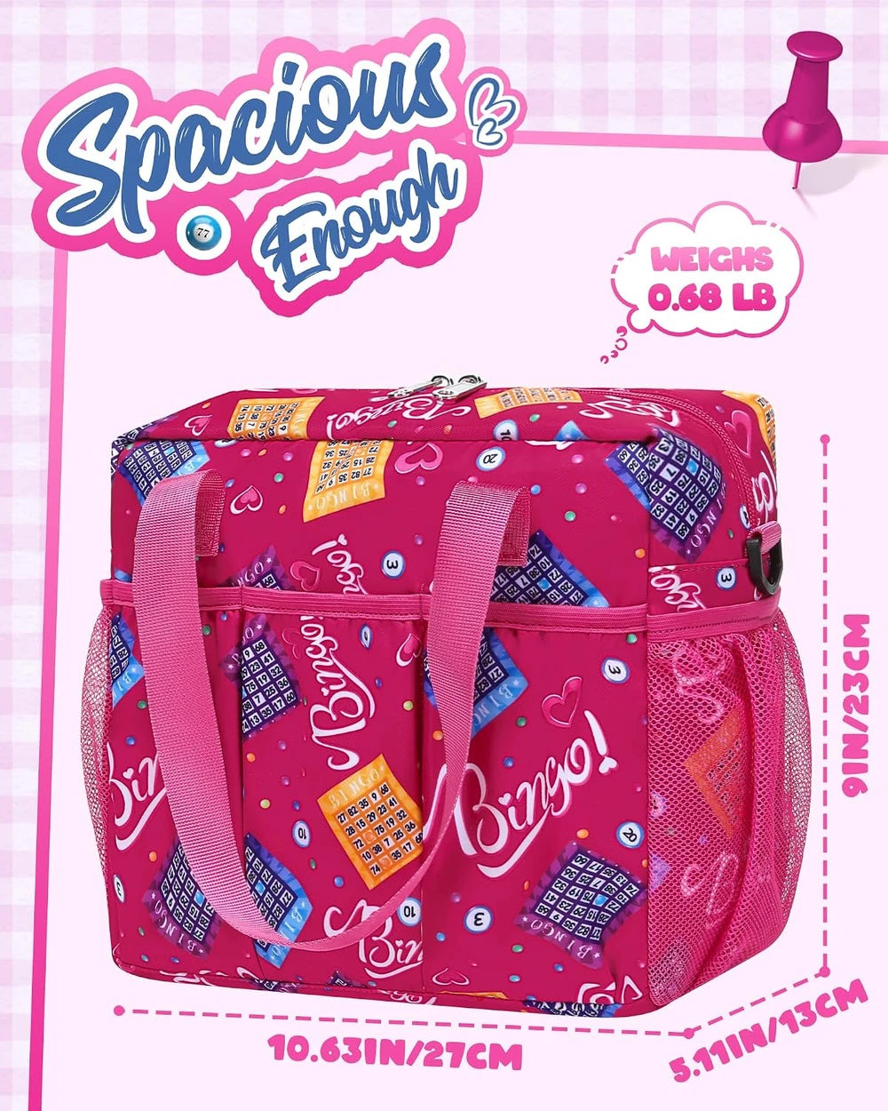 Magenta Bingo Bag with Pockets